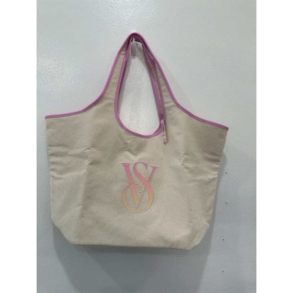 Victoria's Secret‎ Canvas Tote Bag,weekender Tote, Beach Bag Shoulder Bag